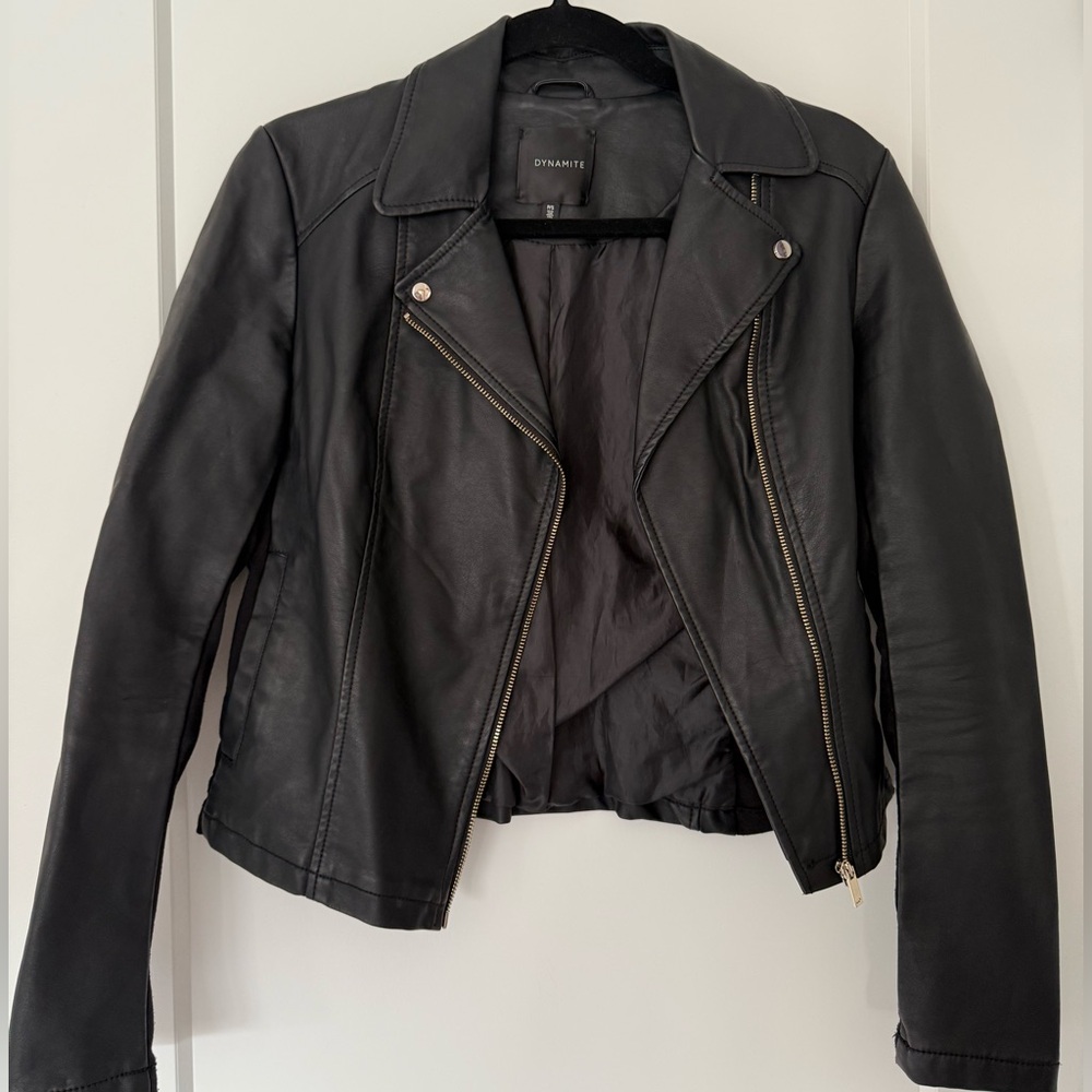 Dynamite Black Faux Leather Moto Jacket